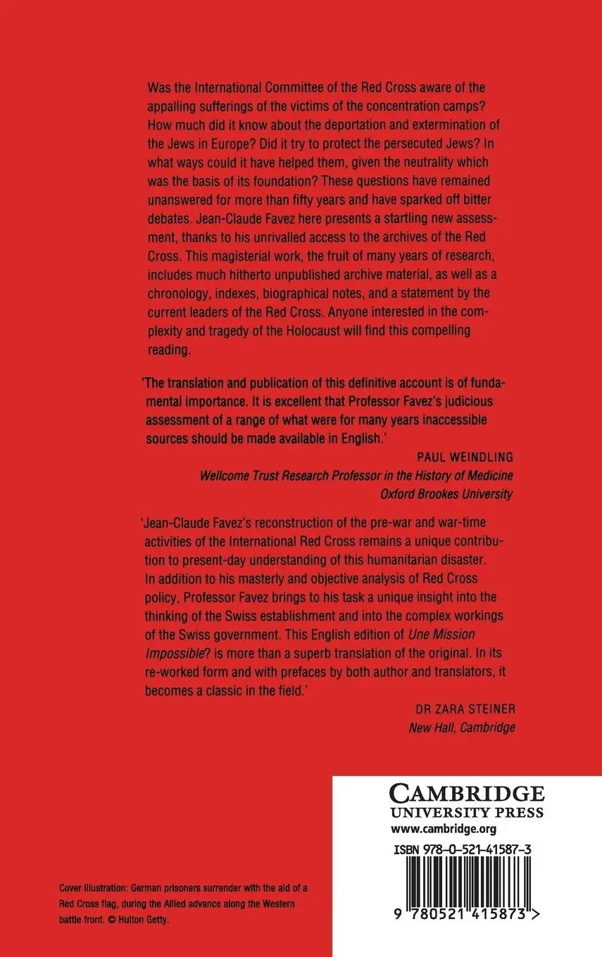 Rückseite: 9780521415873 | The Red Cross and the Holocaust | Jean-Claude Favez | Buch | Englisch