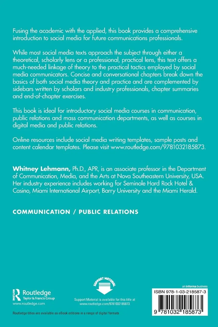 Rückseite: 9781032185873 | Social Media Theory and Communications Practice | Whitney Lehmann