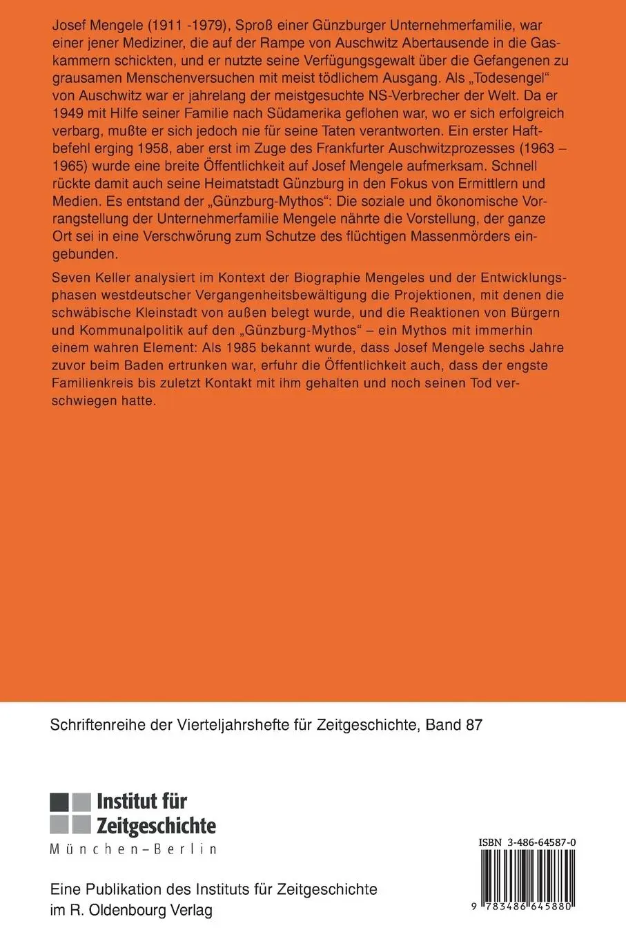 Rückseite: 9783486645873 | Günzburg und der Fall Josef Mengele | Sven Keller | Taschenbuch | 2003