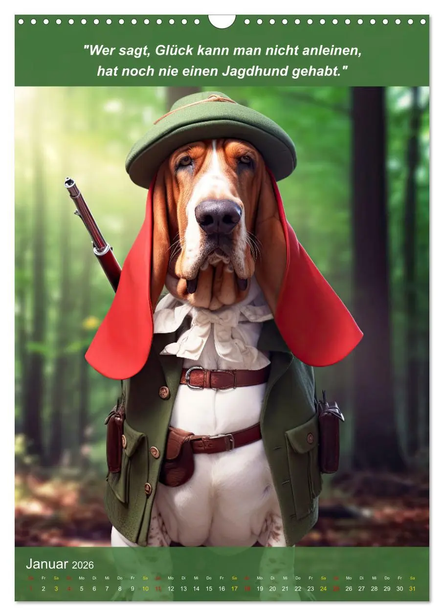 Bild: 9783516265873 | Lustige Jagdhunde mit Jägerlatein (Wandkalender 2026 DIN A3 hoch),...