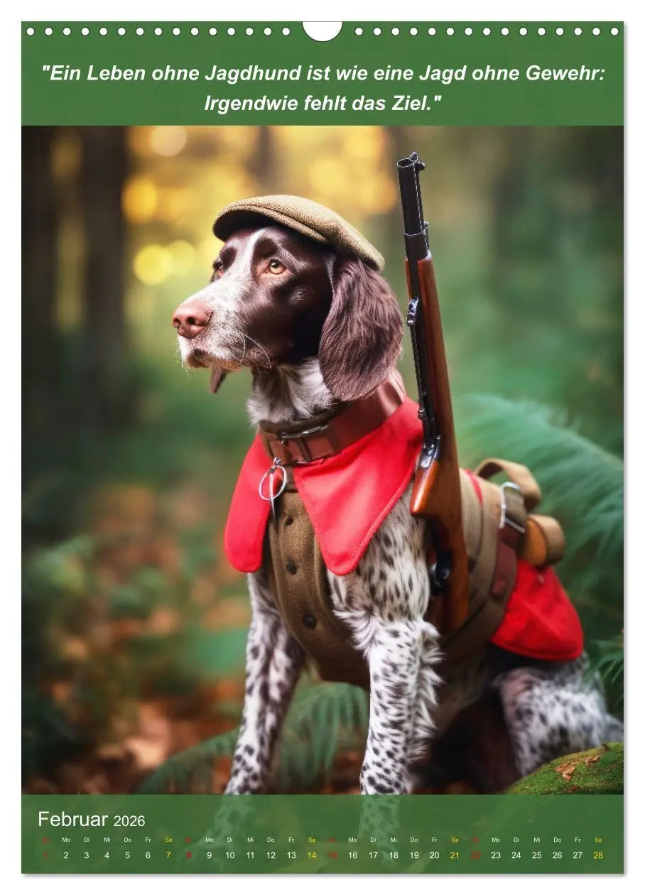 Bild: 9783516265873 | Lustige Jagdhunde mit Jägerlatein (Wandkalender 2026 DIN A3 hoch),...