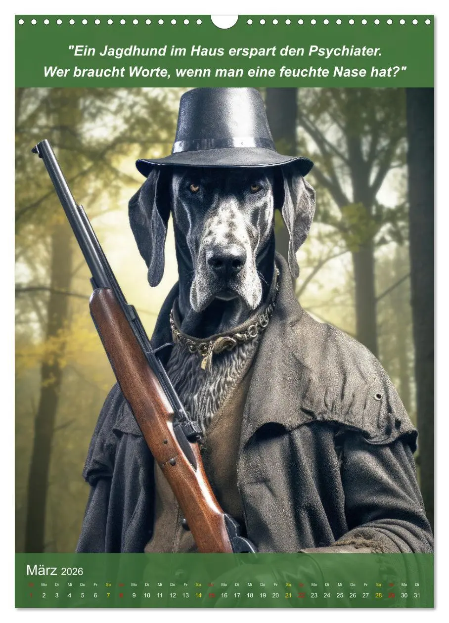 Bild: 9783516265873 | Lustige Jagdhunde mit Jägerlatein (Wandkalender 2026 DIN A3 hoch),...