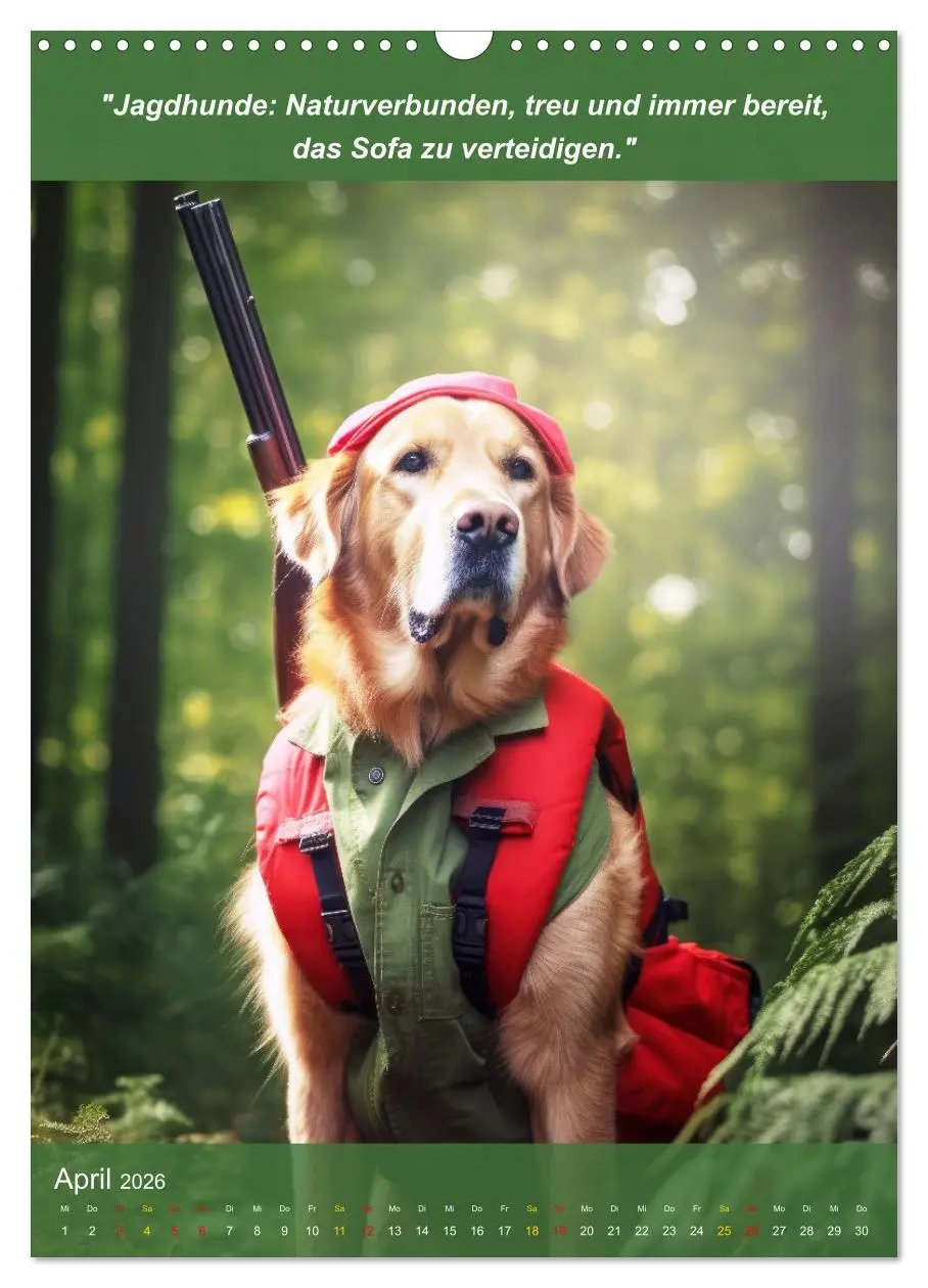 Bild: 9783516265873 | Lustige Jagdhunde mit Jägerlatein (Wandkalender 2026 DIN A3 hoch),...