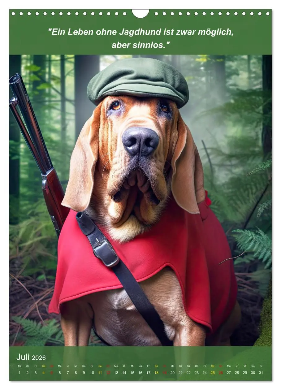 Bild: 9783516265873 | Lustige Jagdhunde mit Jägerlatein (Wandkalender 2026 DIN A3 hoch),...