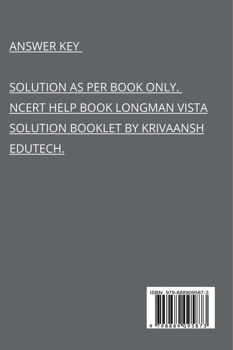 Rückseite: 9798889095873 | ANSWER KEY LONGMAN VISTA CLASS-7 SST | Sareetam Budholiya | Buch