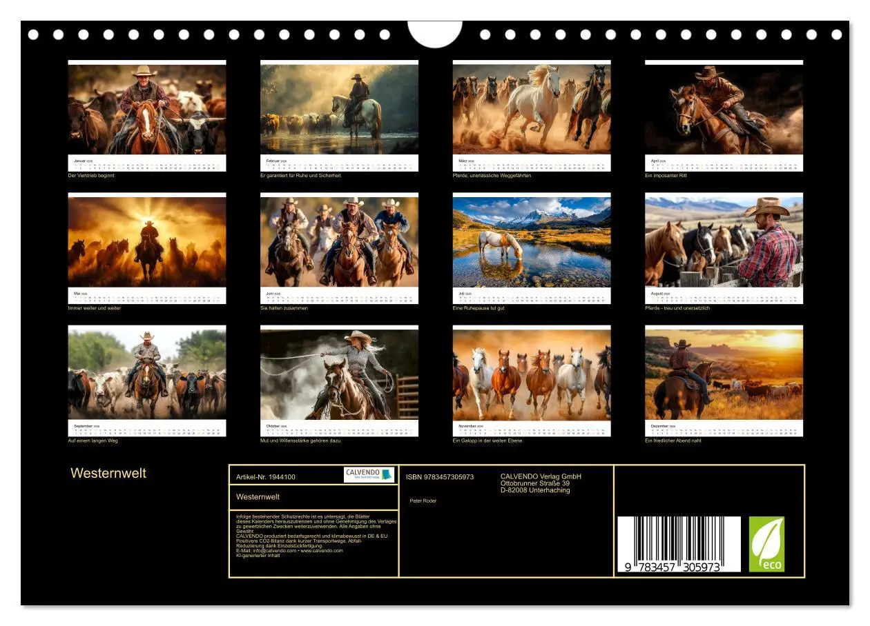 Bild: 9783457305973 | Westernwelt (Wandkalender 2026 DIN A4 quer), CALVENDO Monatskalender