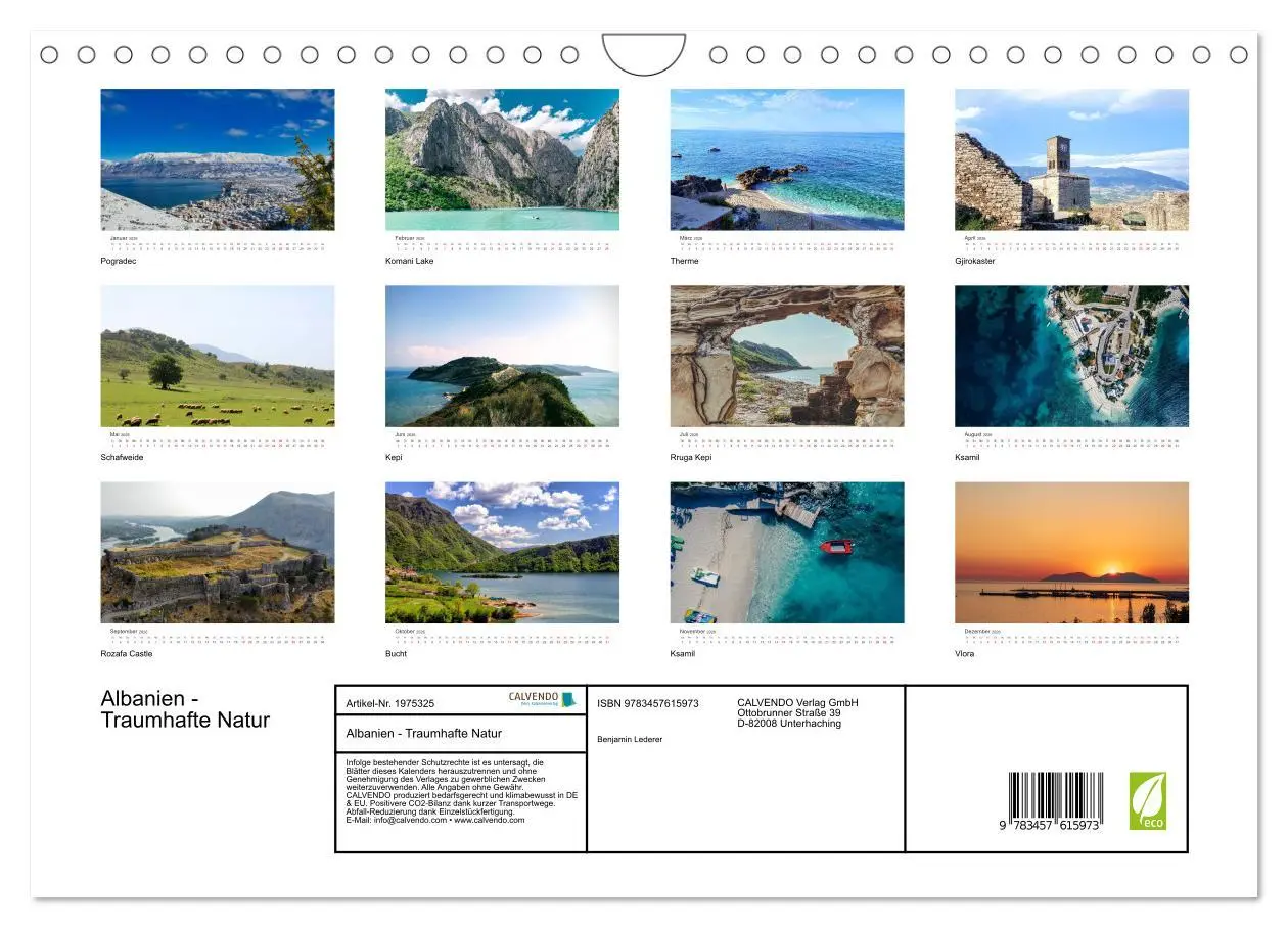 Bild: 9783457615973 | Albanien - Traumhafte Natur (Wandkalender 2026 DIN A4 quer),...
