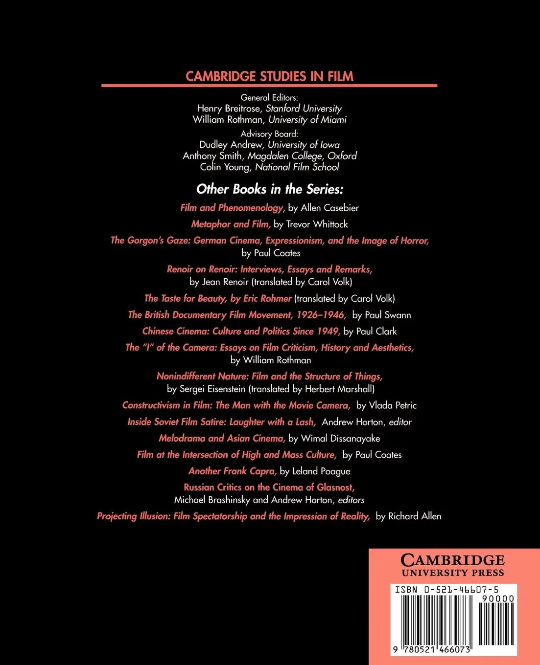 Rückseite: 9780521466073 | Theorizing the Moving Image | Noel Carroll | Taschenbuch | Englisch