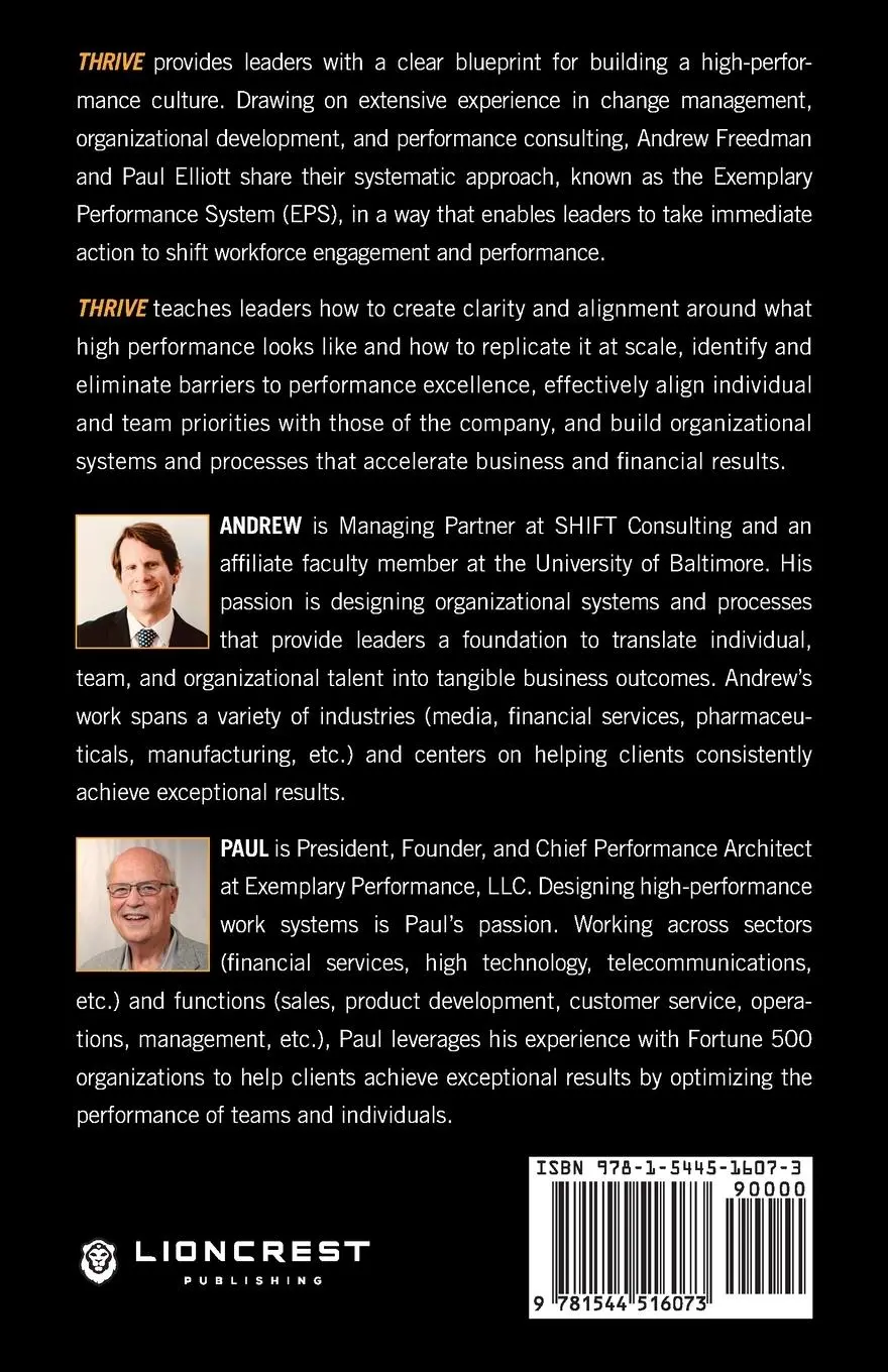 Rückseite: 9781544516073 | Thrive | The Leader's Guide to Building a High-Performance Culture