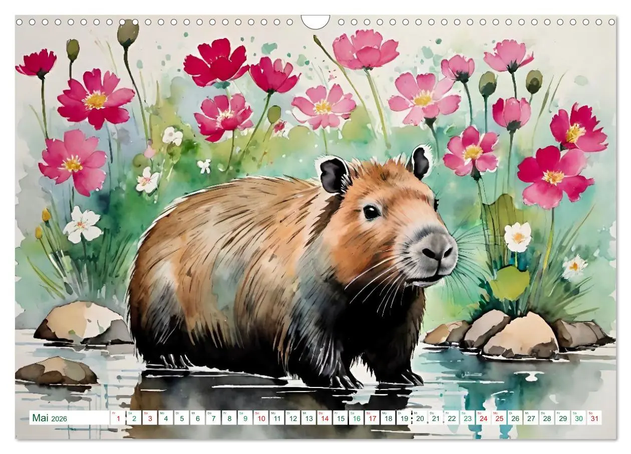 Bild: 9783457816073 | Das Capybara (Wandkalender 2026 DIN A3 quer), CALVENDO Monatskalender