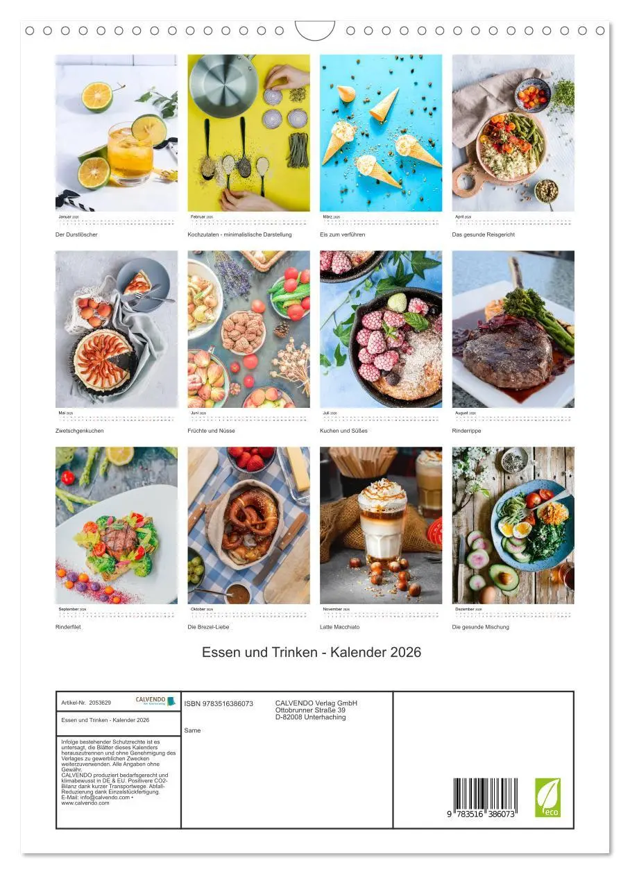 Bild: 9783516386073 | Essen und Trinken - Kalender 2026 (Wandkalender 2026 DIN A3 hoch),...