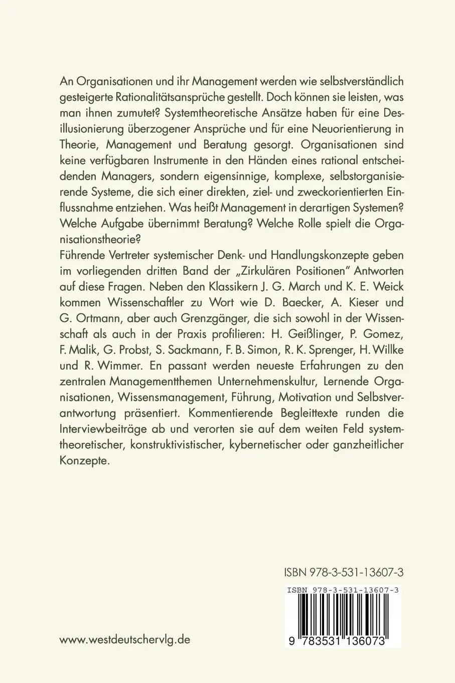 Rückseite: 9783531136073 | Zirkuläre Positionen 3 | Organisation, Management und Beratung | Buch