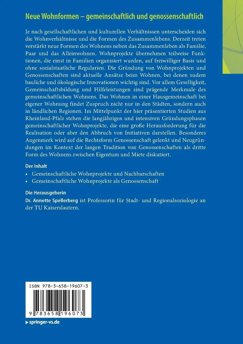 Rückseite: 9783658196073 | Neue Wohnformen - gemeinschaftlich und genossenschaftlich | Buch | x
