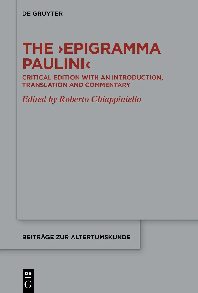 Cover: 9783110996173 | The Epigramma Paulini | Roberto Chiappiniello | Buch | XI | Englisch
