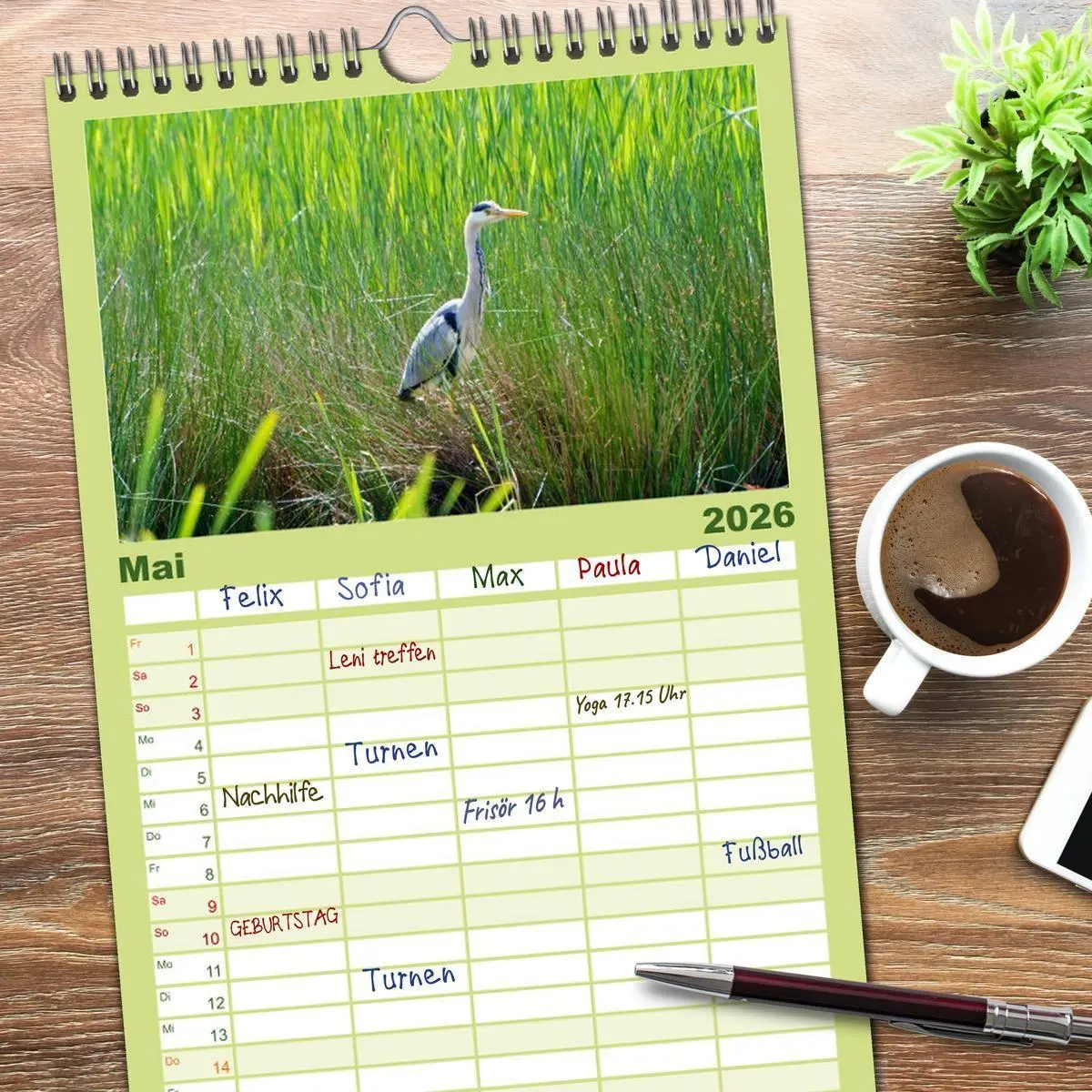 Bild: 9783516516173 | Familienplaner 2026 - Heimische Vögel mit 5 Spalten (Wandkalender,...