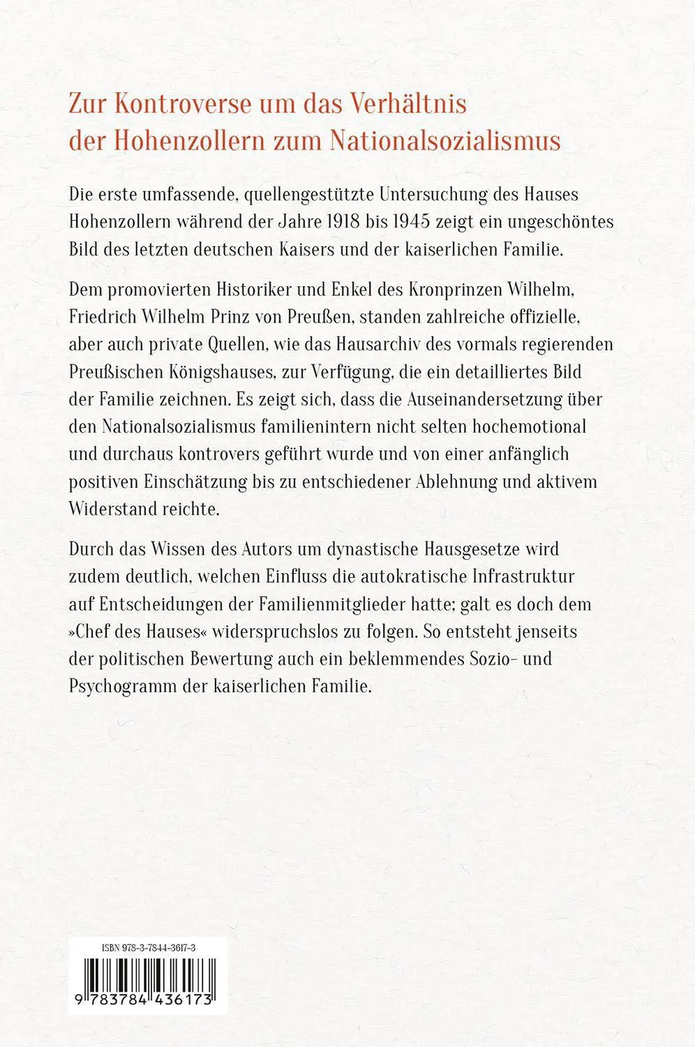 Bild: 9783784436173 | Das Haus Hohenzollern 1918 bis 1945 | Preußen | Buch | 429 S. | 2021