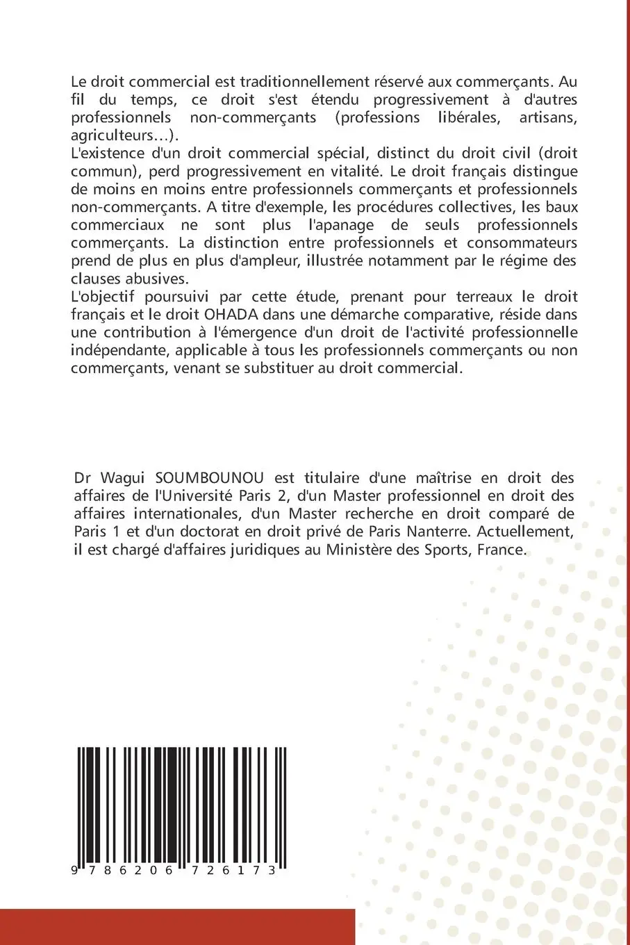 Rückseite: 9786206726173 | L'extension du droit commercial à des professionnels non commerçants