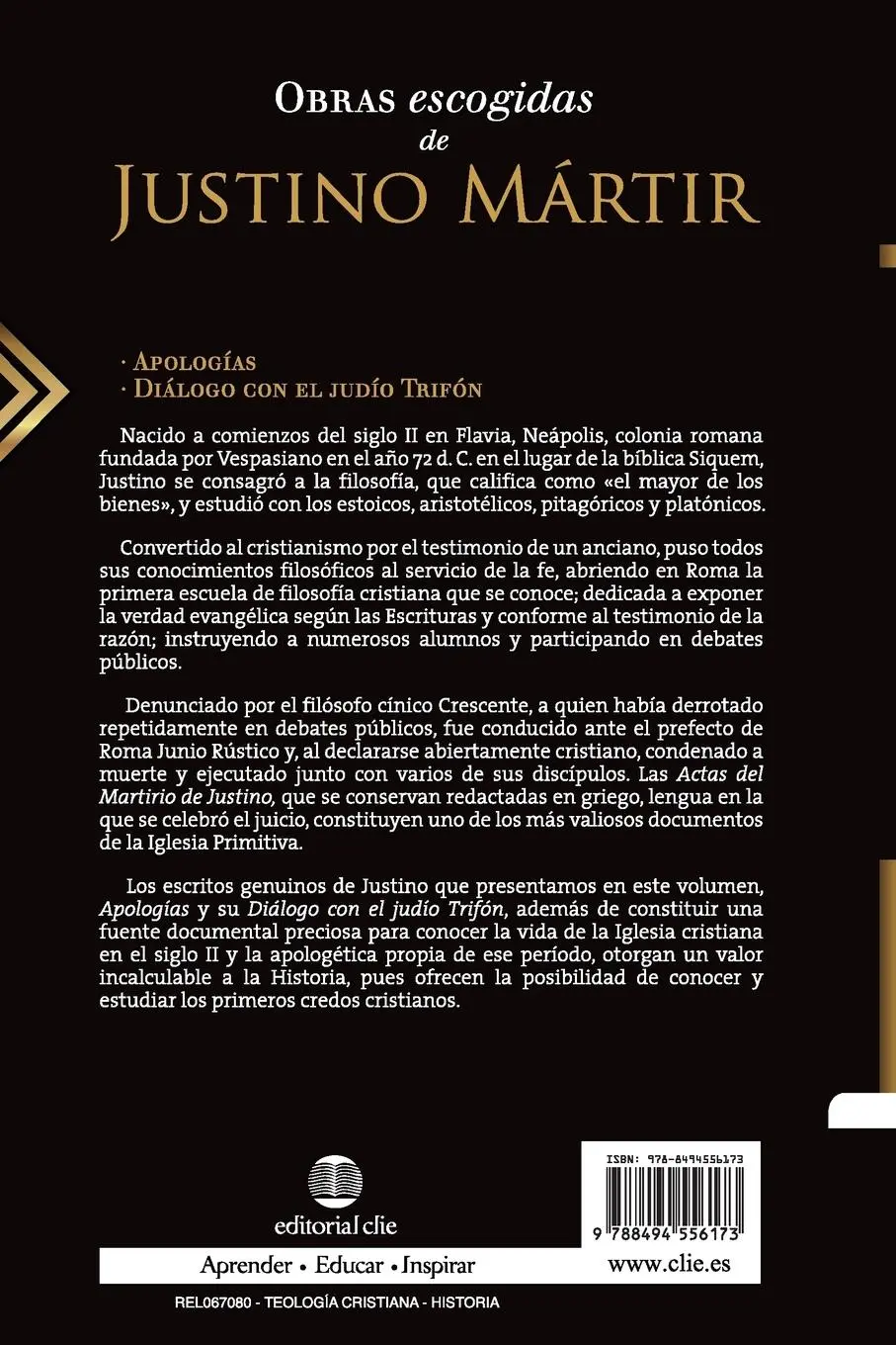 Rückseite: 9788494556173 | Obras escogidas de Justino Mártir | Alfonso Ropero | Taschenbuch