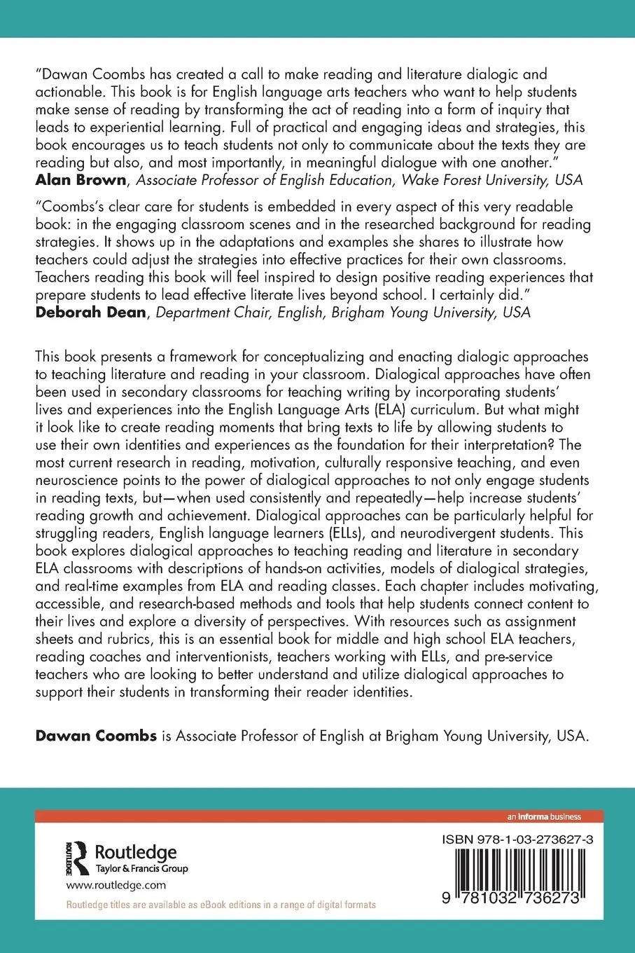 Rückseite: 9781032736273 | Teaching Reading and Literature with Classroom Talk | Dawan Coombs