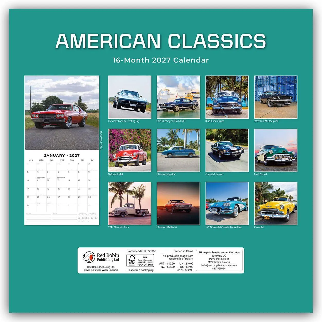 Rückseite: 9781837016273 | American Classic Cars - Klassische Amerikanische Autos 2027 -...