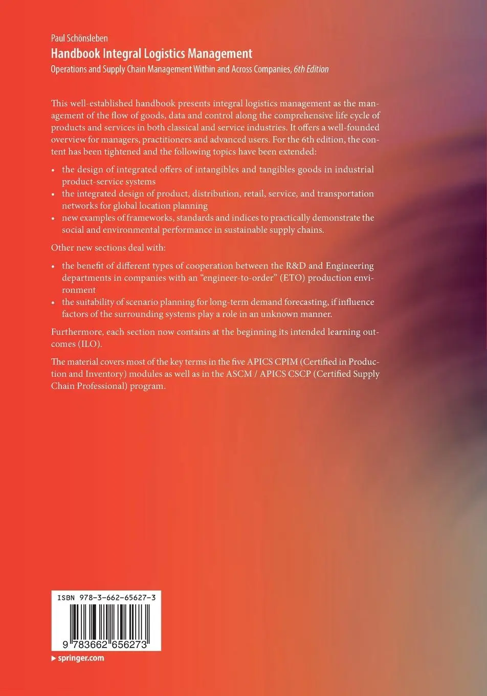 Rückseite: 9783662656273 | Handbook Integral Logistics Management | Paul Schönsleben | Buch
