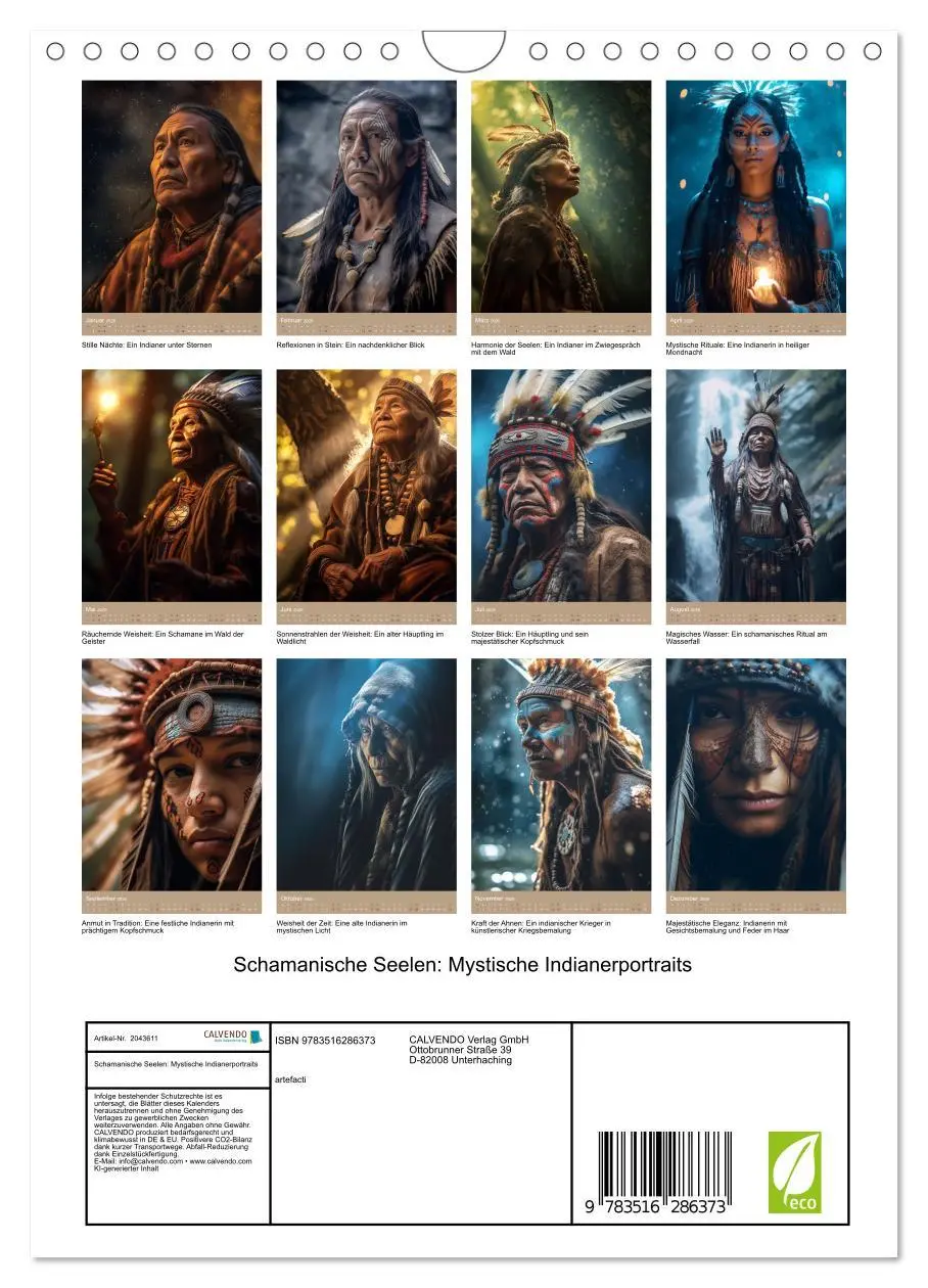 Bild: 9783516286373 | Schamanische Seelen: Mystische Indianerportraits (Wandkalender 2026...