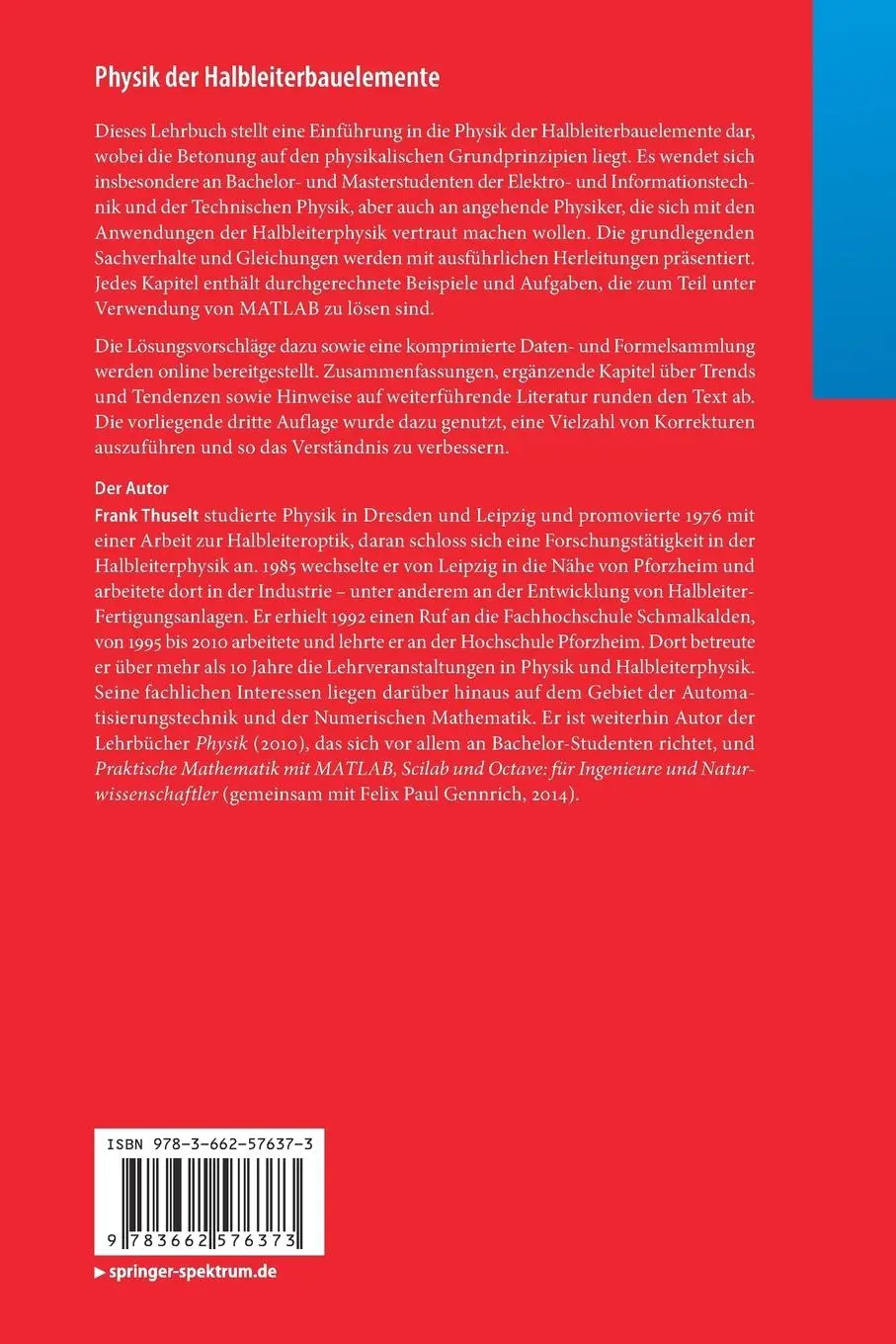 Rückseite: 9783662576373 | Physik der Halbleiterbauelemente | Frank Thuselt | Taschenbuch | xv