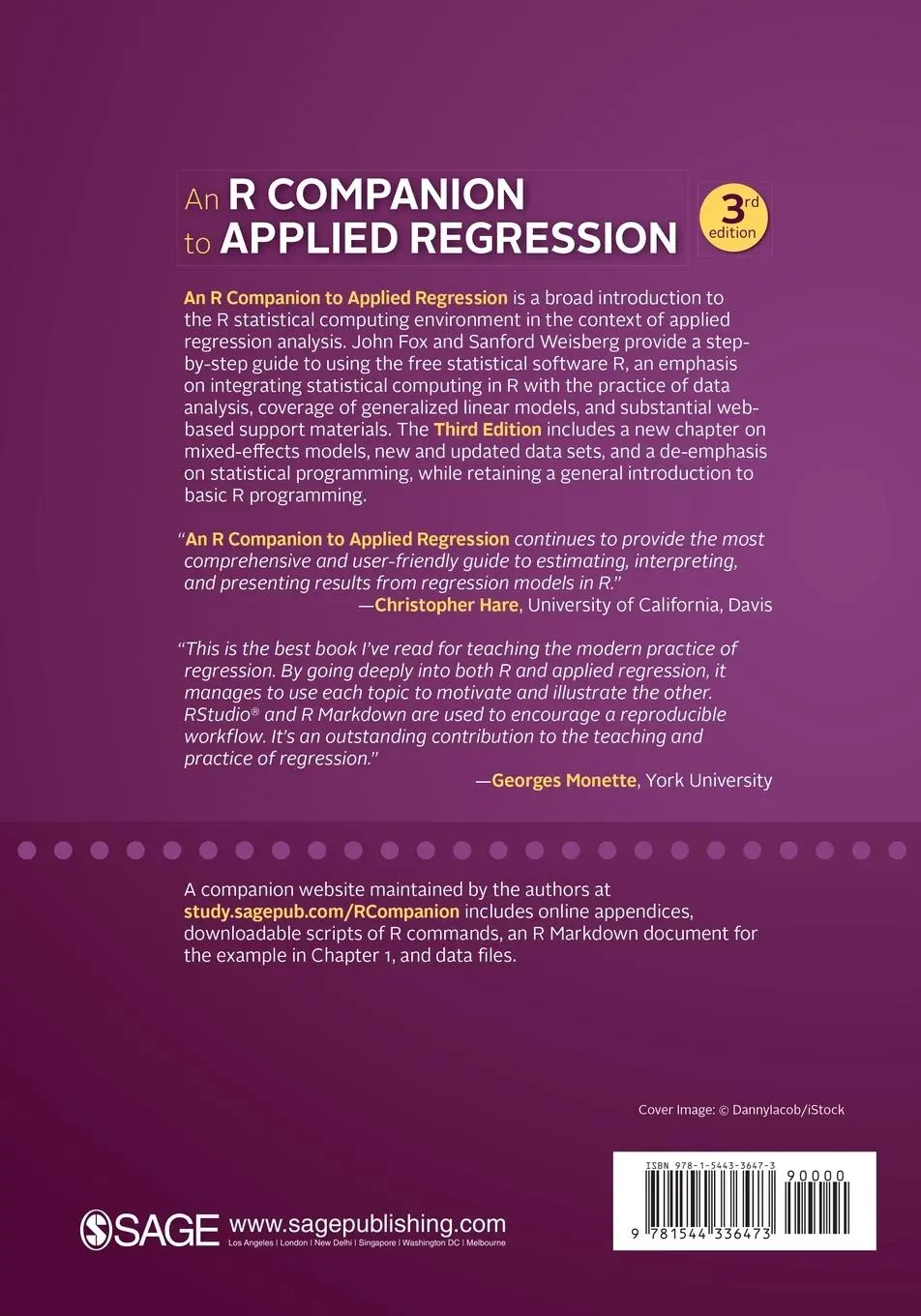 Rückseite: 9781544336473 | An R Companion to Applied Regression | John Fox (u. a.) | Taschenbuch