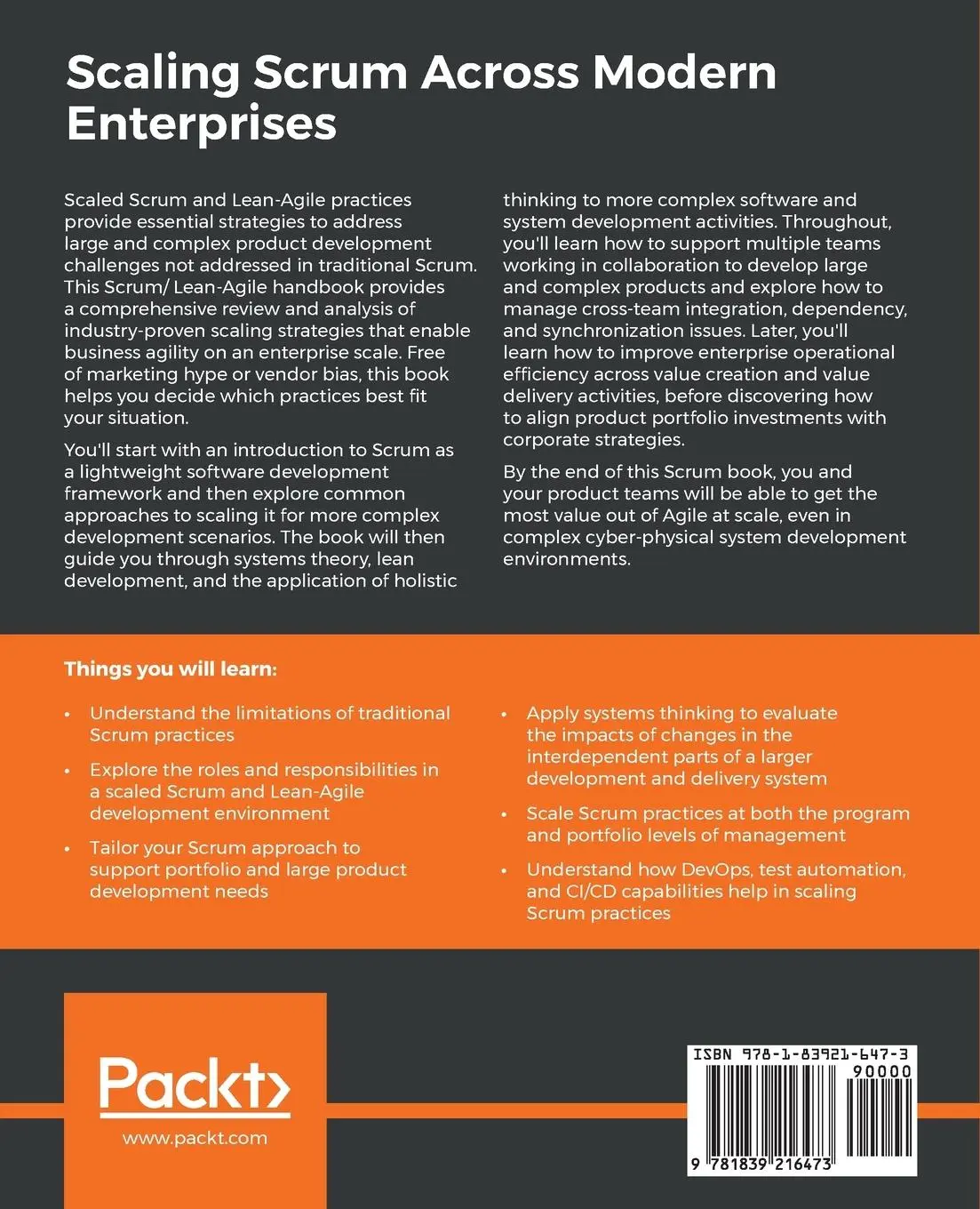 Rückseite: 9781839216473 | Scaling Scrum Across Modern Enterprises | Cecil Rupp | Taschenbuch
