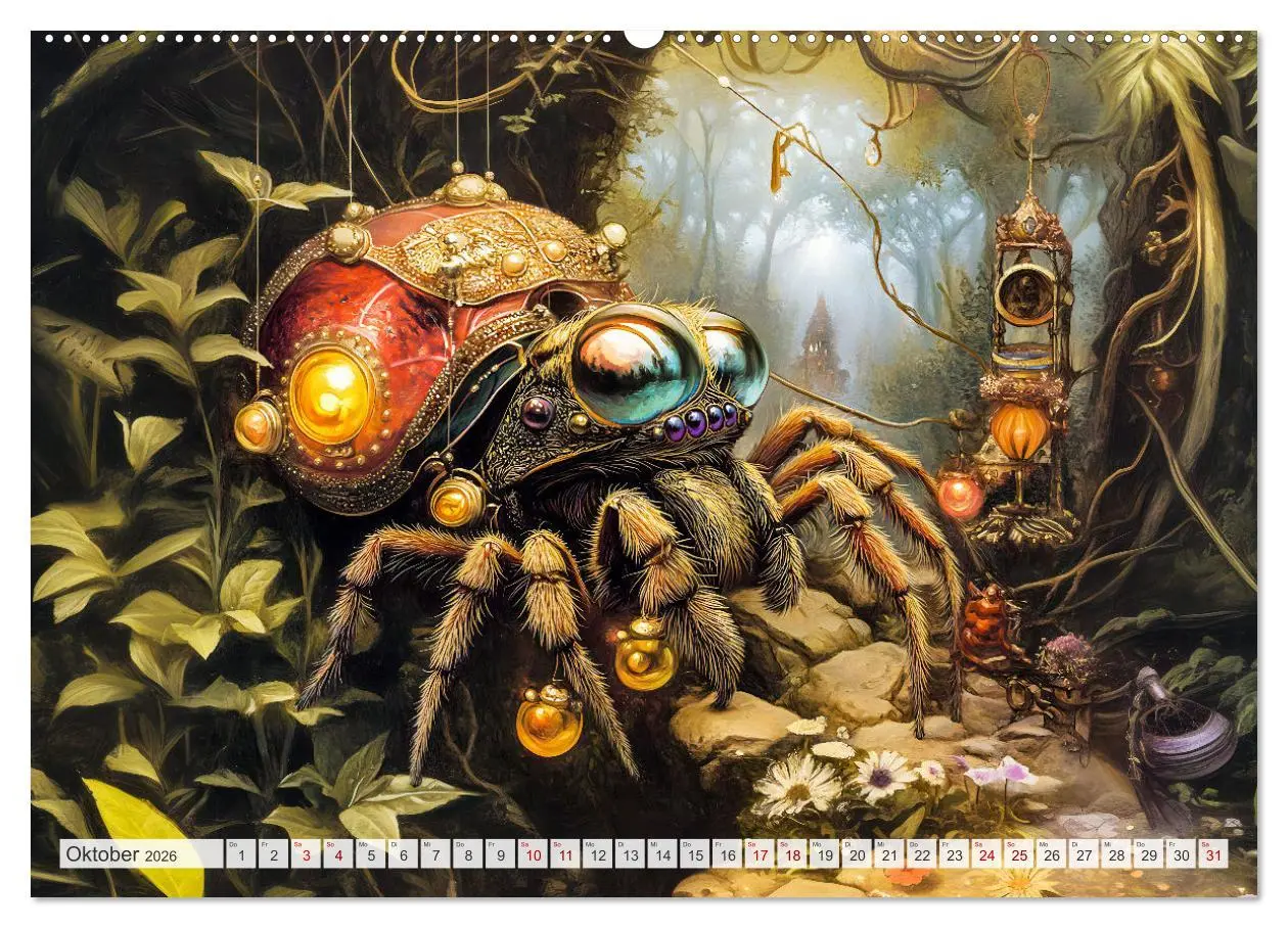 Bild: 9783457326473 | Magische Wesen im Zauberland - Fantasie-Tiere im Steampunk-Kalender...