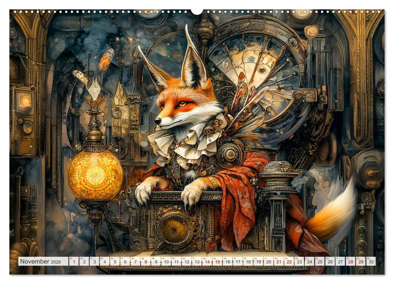 Bild: 9783457326473 | Magische Wesen im Zauberland - Fantasie-Tiere im Steampunk-Kalender...