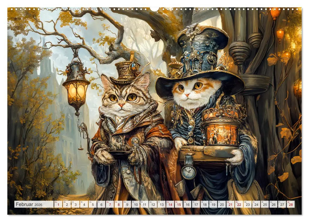 Bild: 9783457326473 | Magische Wesen im Zauberland - Fantasie-Tiere im Steampunk-Kalender...
