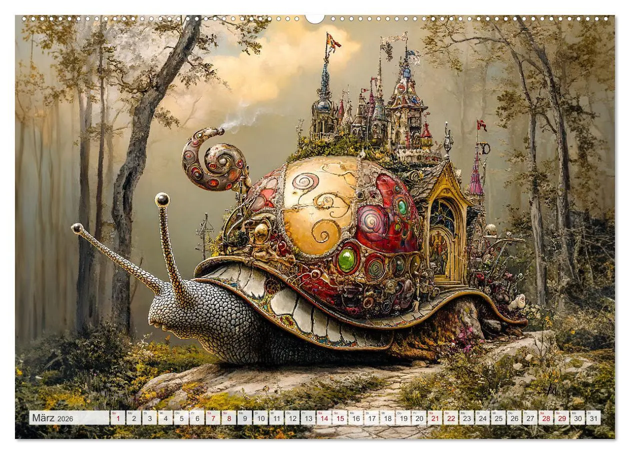 Bild: 9783457326473 | Magische Wesen im Zauberland - Fantasie-Tiere im Steampunk-Kalender...