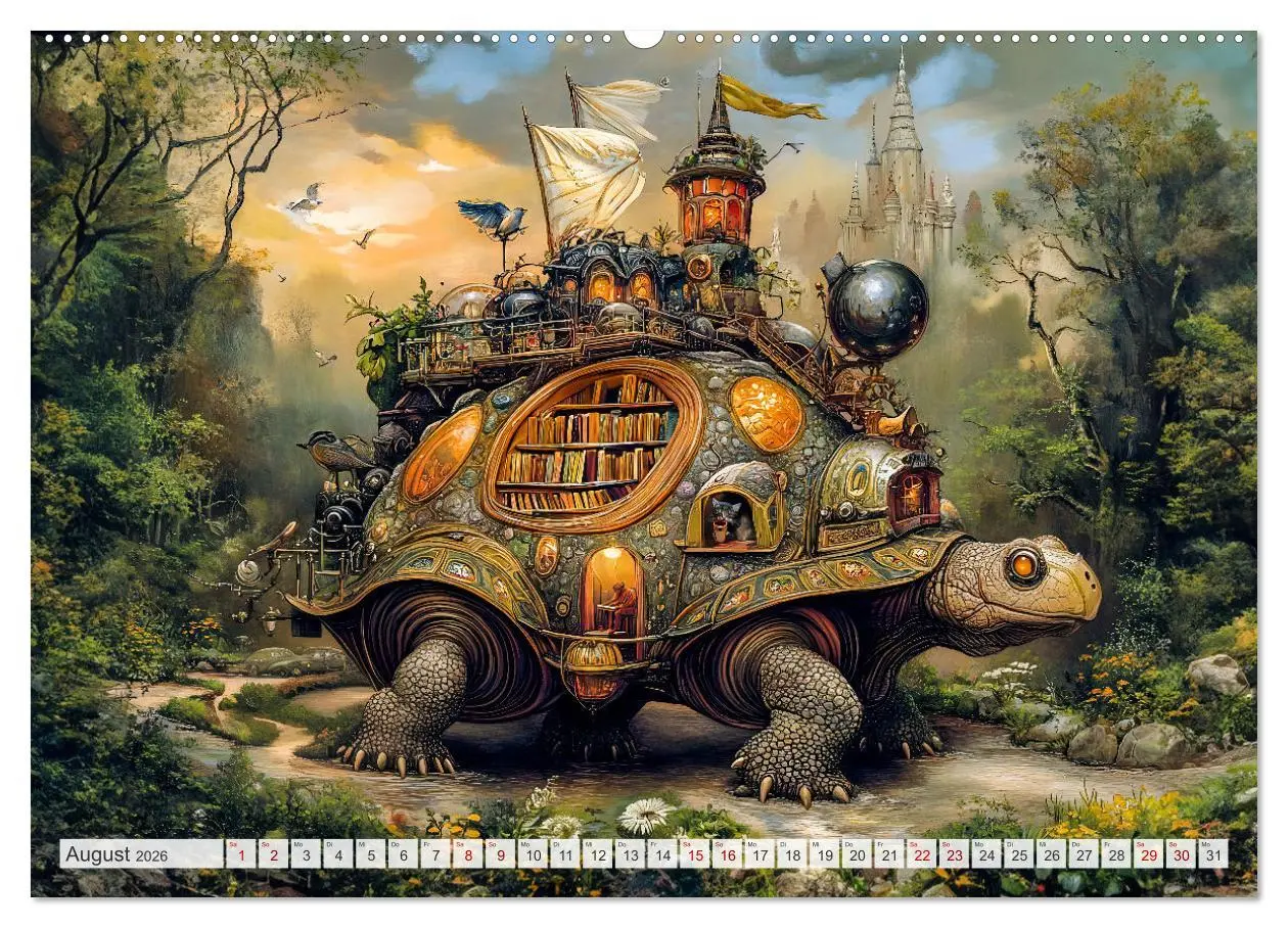 Bild: 9783457326473 | Magische Wesen im Zauberland - Fantasie-Tiere im Steampunk-Kalender...