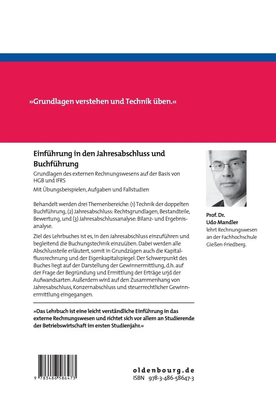 Rückseite: 9783486586473 | Einführung in den Jahresabschluss und Buchführung | Udo Mandler | Buch
