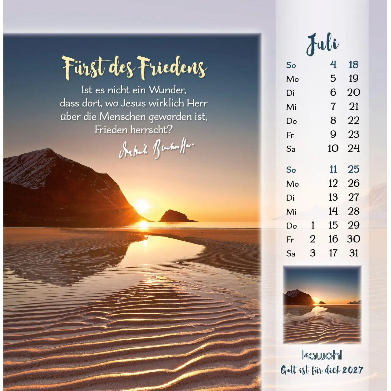 Bild: 9783754876473 | Gott ist für dich 2027 | Dietrich Bonhoeffer-Postkarten-Kalender