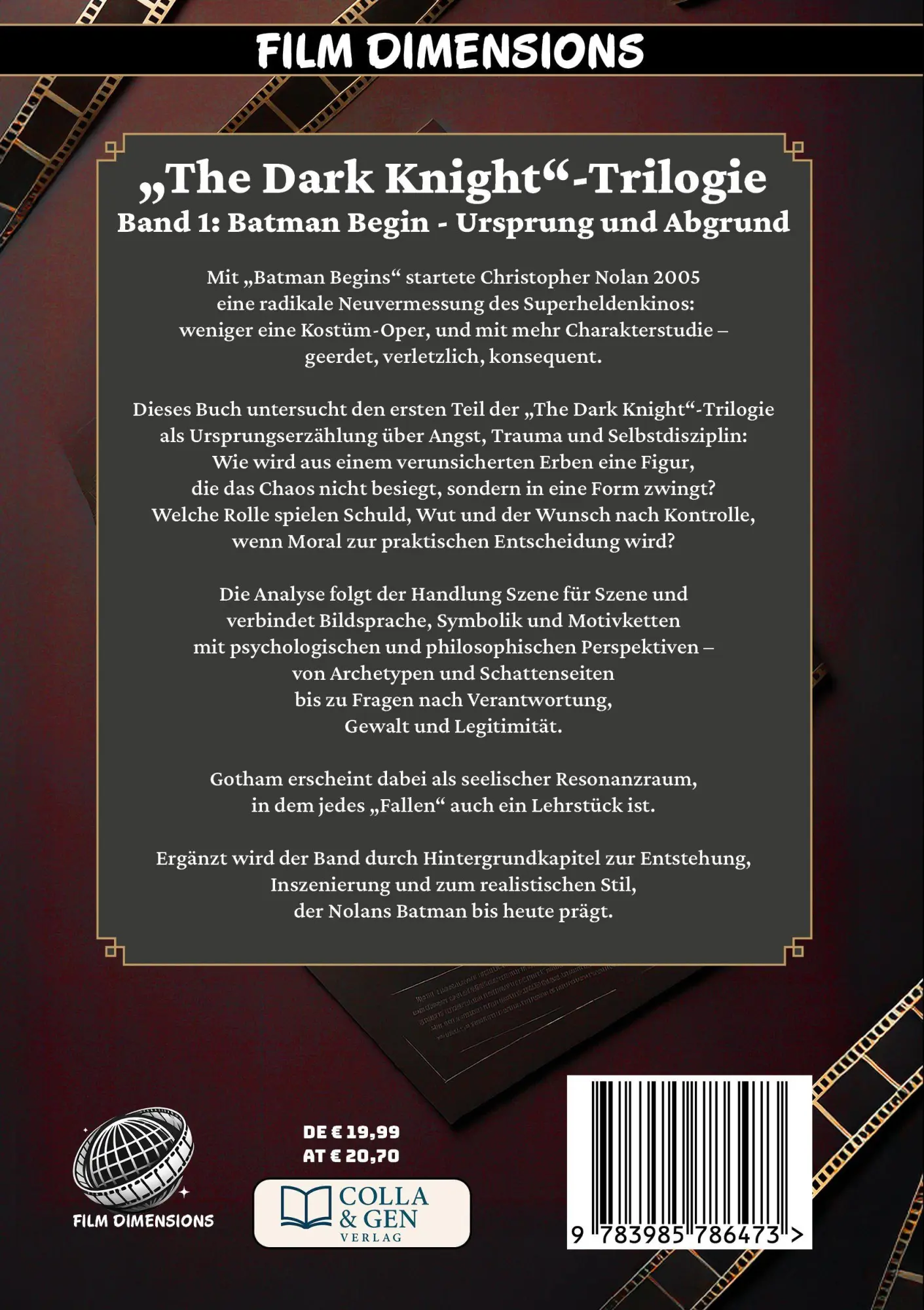 Rückseite: 9783985786473 | Batman Begins - Ursprung und Abgrund (Ein Film Dimensions Buch) | Buch