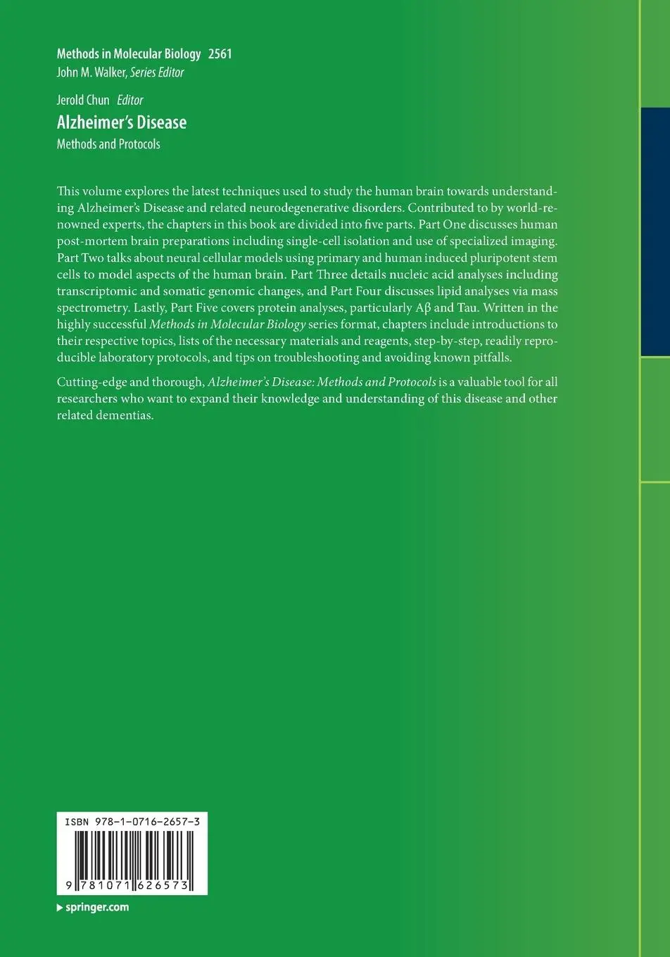 Rückseite: 9781071626573 | Alzheimer's Disease | Methods and Protocols | Jerold Chun | Buch