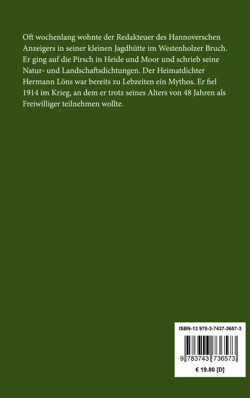 Rückseite: 9783743736573 | Mein grünes Buch | Jagdschilderungen | Hermann Löns | Buch | 136 S.