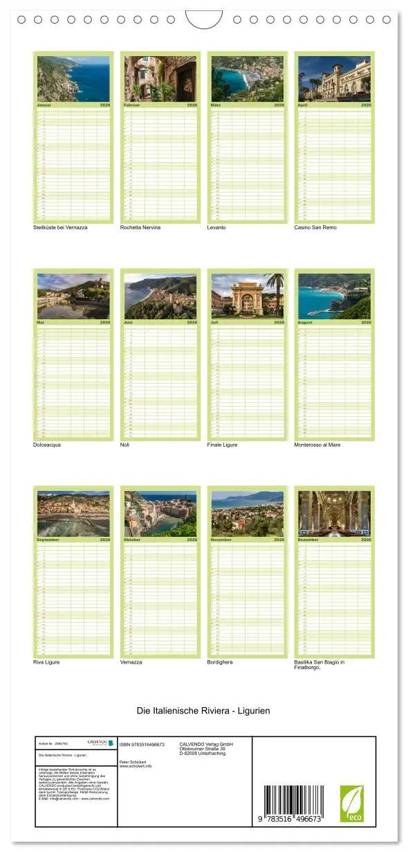 Bild: 9783516496673 | Familienplaner 2026 - Die Italienische Riviera - Ligurien mit 5...