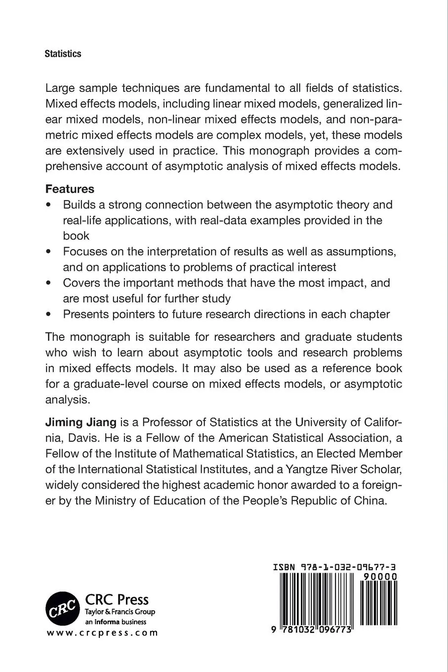 Rückseite: 9781032096773 | Asymptotic Analysis of Mixed Effects Models | Jiming Jiang | Buch