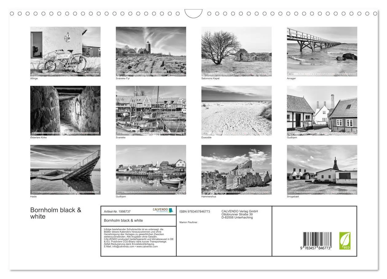 Bild: 9783457846773 | Bornholm black &amp; white (Wandkalender 2026 DIN A3 quer), CALVENDO...