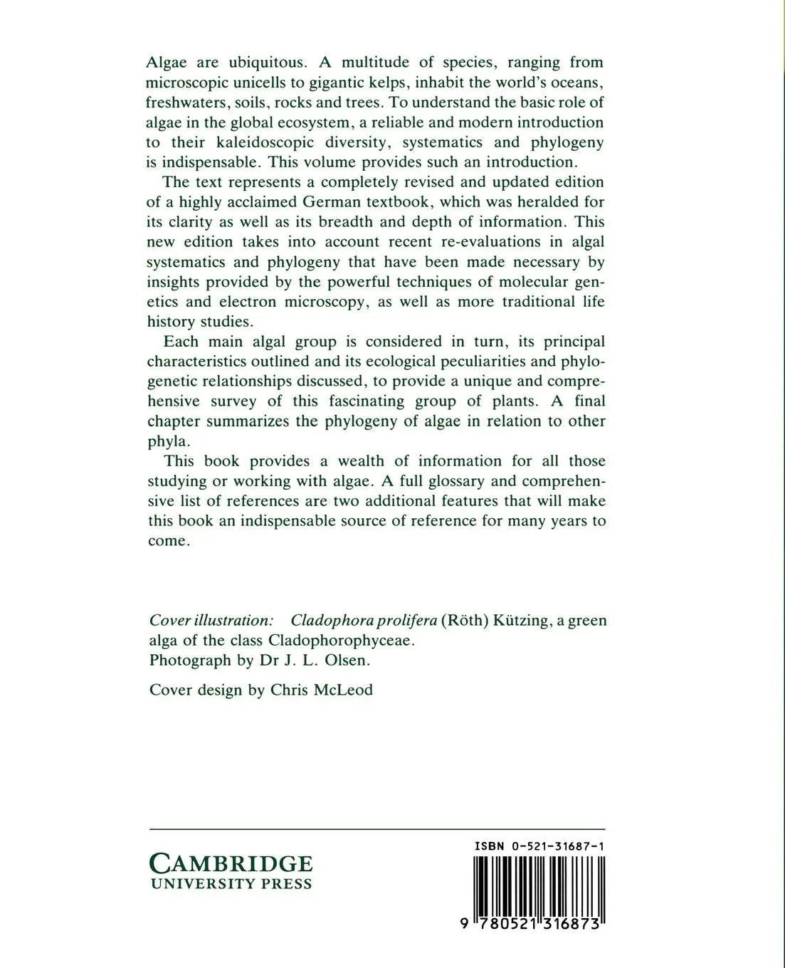 Rückseite: 9780521316873 | Algae | An Introduction to Phycology | Christian van den Hoek (u. a.)