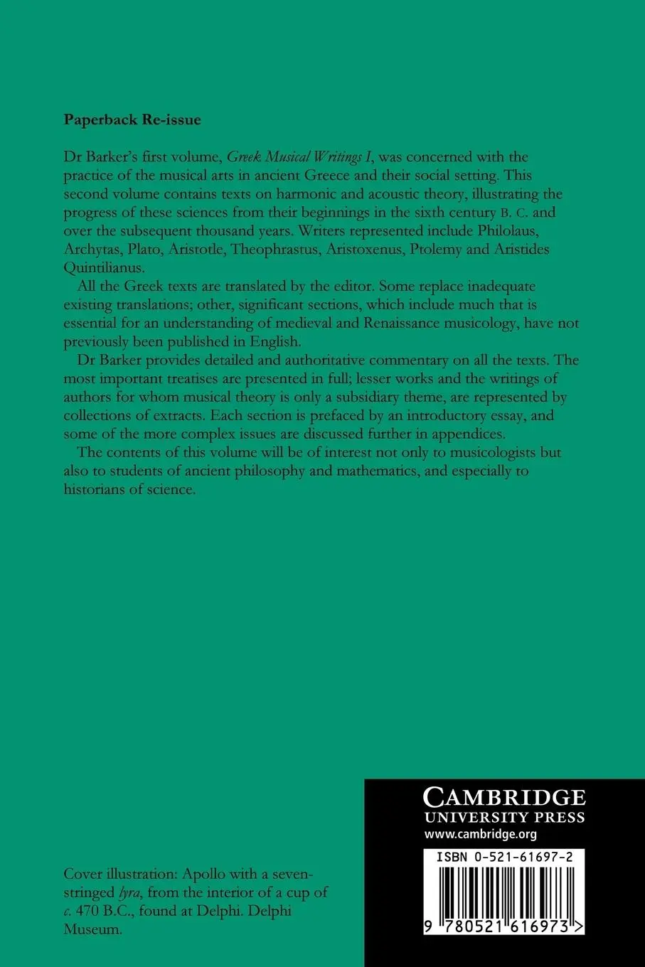 Rückseite: 9780521616973 | Greek Musical Writings | Volume 2, Harmonic and Acoustic Theory | Buch