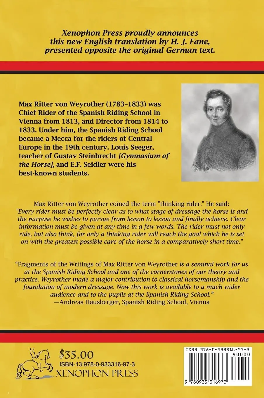 Rückseite: 9780933316973 | Fragments from the writings of Max Ritter von Weyrother, Austrian...