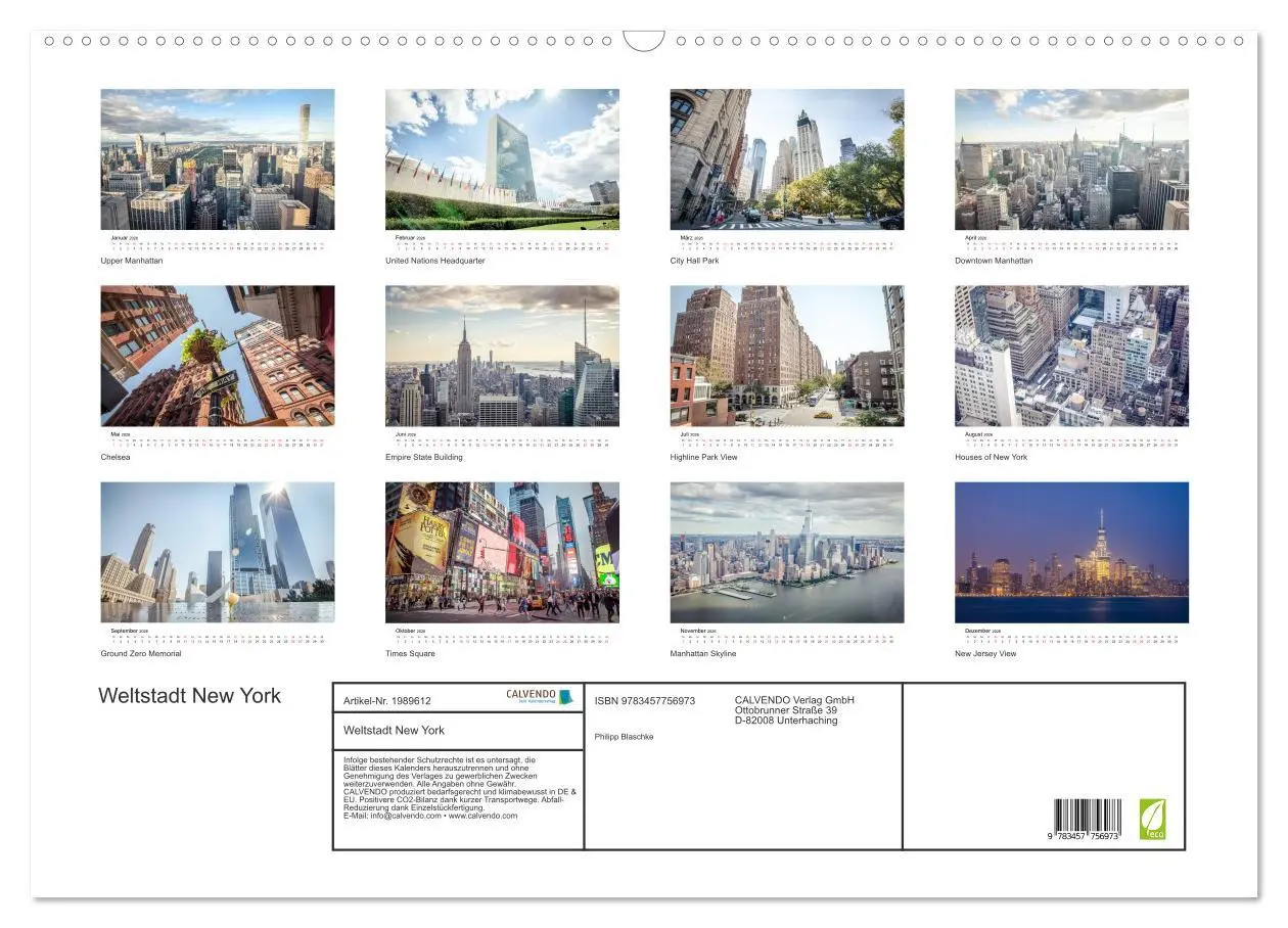 Bild: 9783457756973 | Weltstadt New York (Wandkalender 2026 DIN A2 quer), CALVENDO...