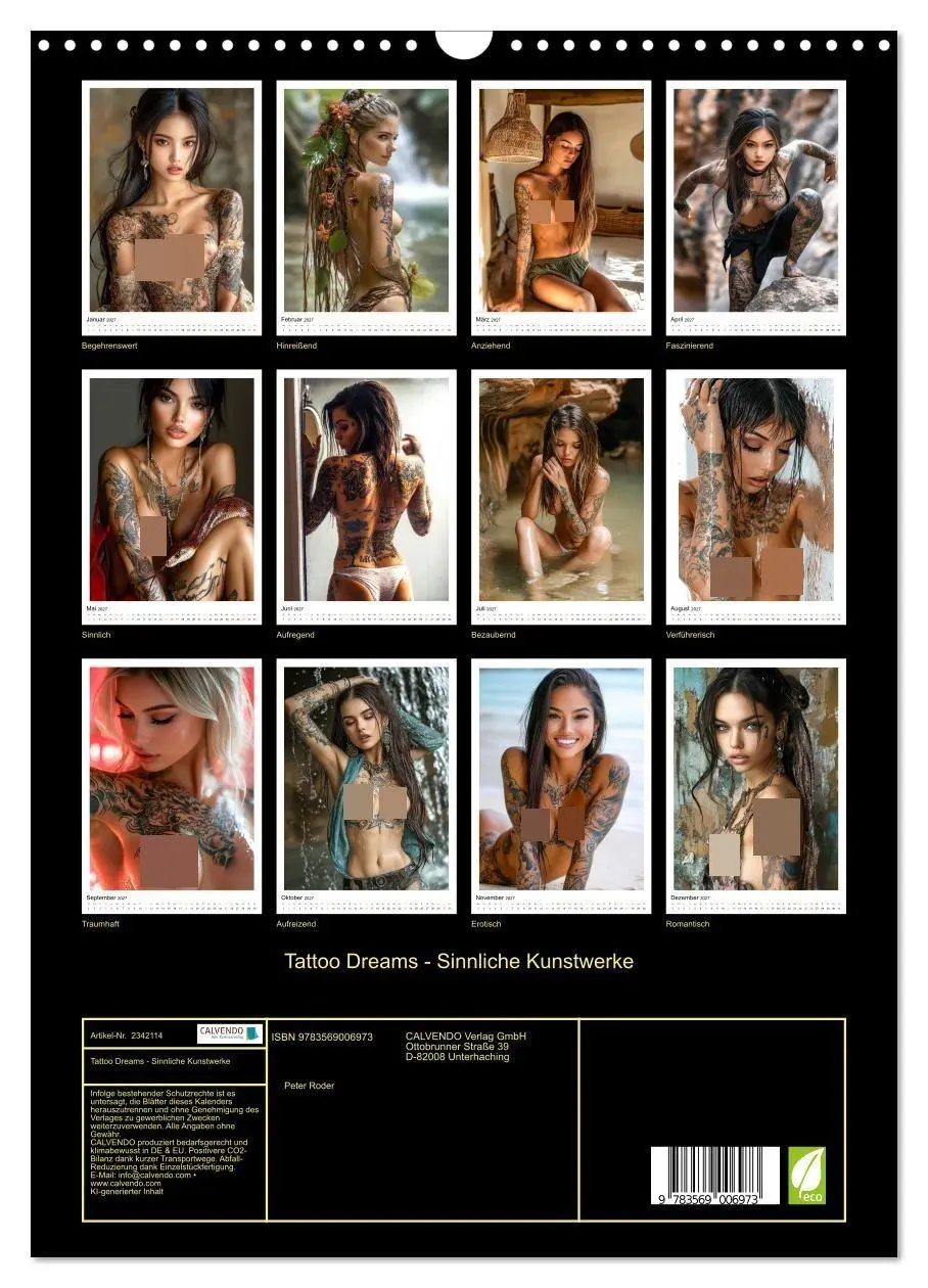 Bild: 9783569006973 | Tattoo Dreams - Sinnliche Kunstwerke (Wandkalender 2027 DIN A3...
