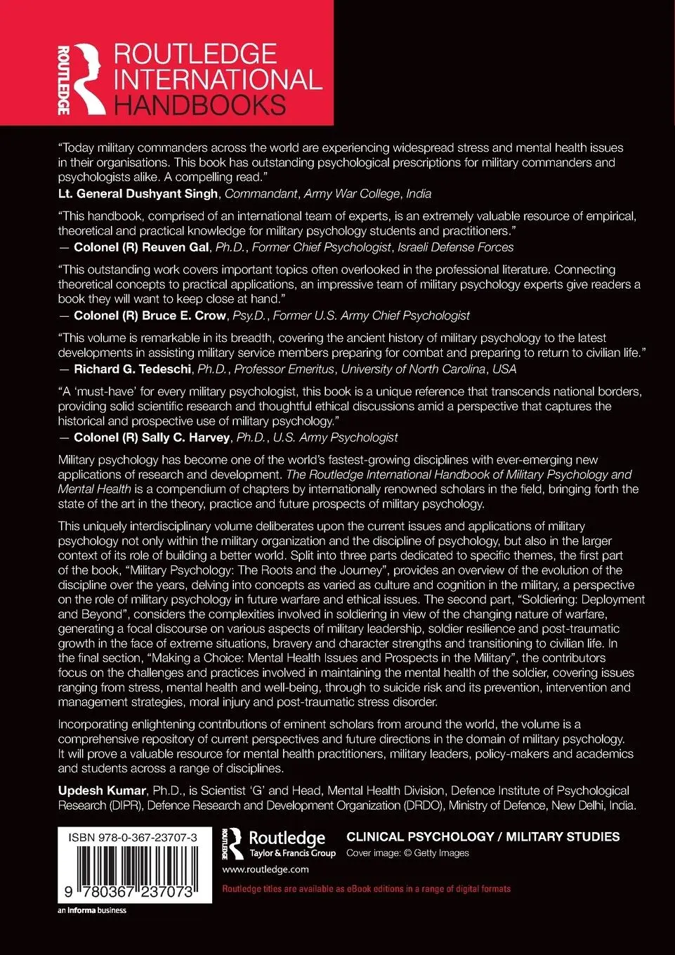 Rückseite: 9780367237073 | The Routledge International Handbook of Military Psychology and...