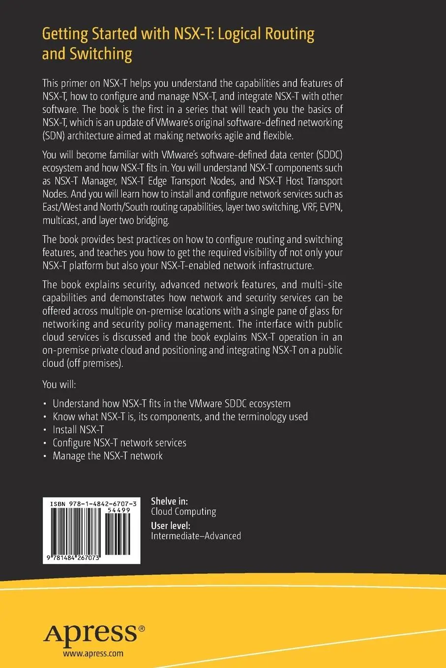 Rückseite: 9781484267073 | Getting Started with NSX-T: Logical Routing and Switching | Buch