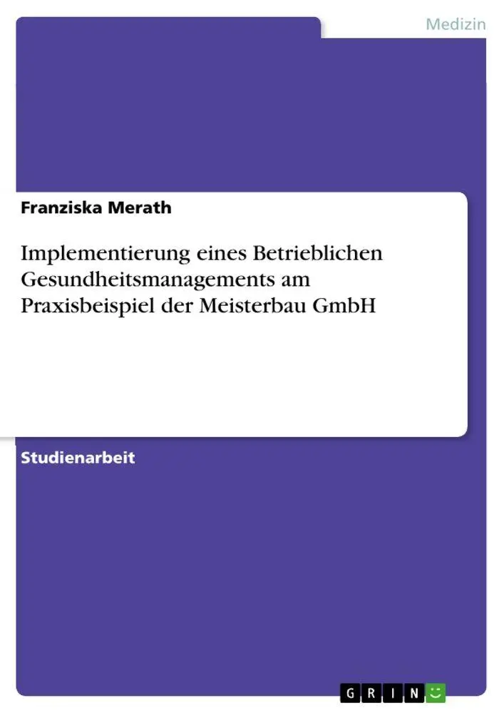 Cover: 9783389027073 | Implementierung eines Betrieblichen Gesundheitsmanagements am...